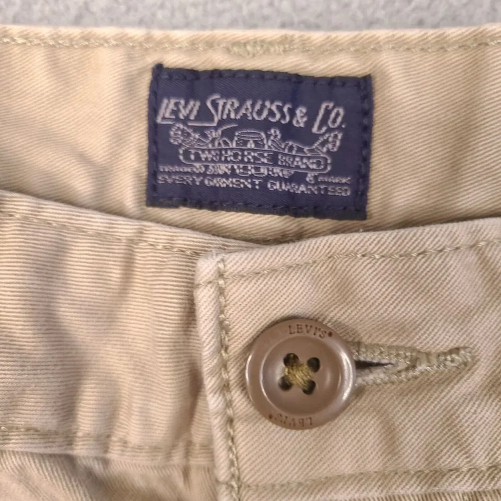 Levis Shorts Mens 37 Brown‎ Tan Cargo Pockets 100% Cotton Outdoor White Tab